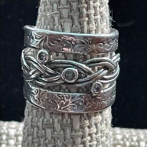 Vintage  Shablool Israel 925 Slvr Israel sz 7  3small stones makers mark in pics